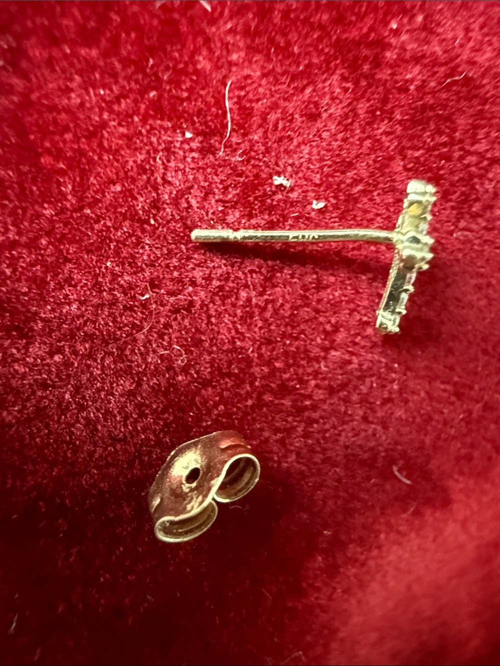 Solid 14kt Delicate Gold Cross CZ Stud Earrings - Picture 3 of 8